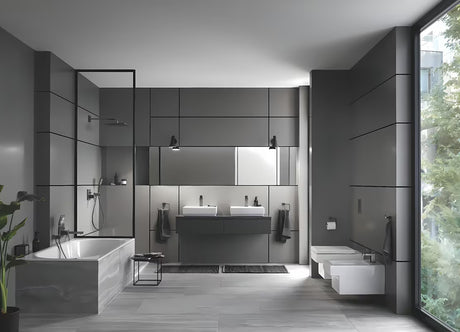Praustuvo svirtinis maišytuvas Grohe Eurocube su praustuvo dugno vožtuvas, šukuoto Hard Graphite apdailos.