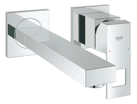 Chromuotas sieninė potinkinė praustuvo maišytuvas Grohe Eurocube su svirtimi ir dviejų angų montavimu.