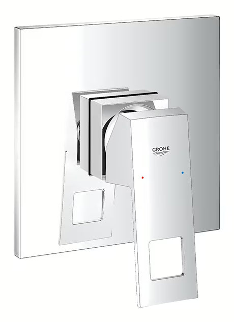 Potinkinė svirtinis dušo maišytuvas Grohe Eurocube chromo spalvos, su metaline plokštele ir svirtimi