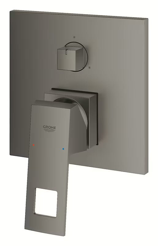 Potinkinė svirtinis dušo ir vonios maišytuvas Grohe Eurocube, šukuoto Hard Graphite apdaila, su 3 krypčių perjungikliu.