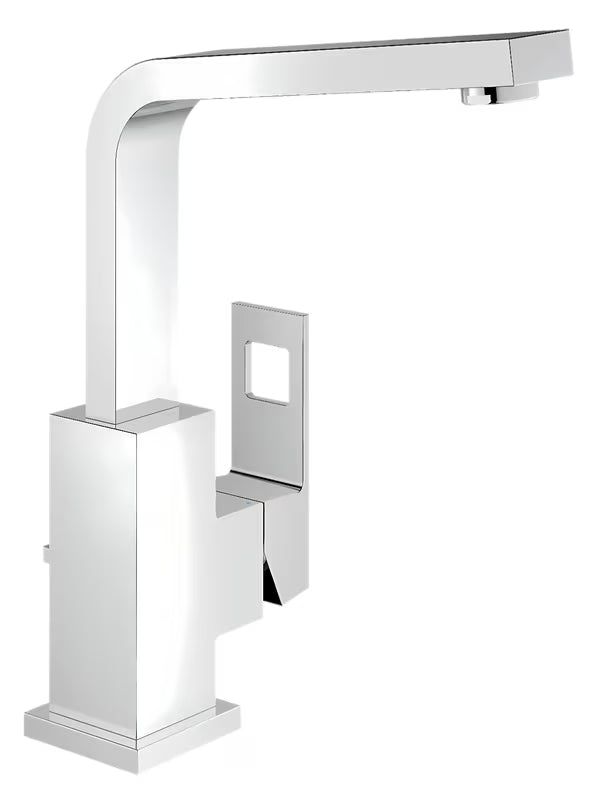 Chrominis virtuvinis maišytuvas Grohe Eurocube su aukštu pasukamu snapu, kvadratinio dizaino.