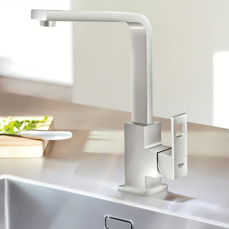 Virtuvinis svirtinis maišytuvas Grohe Eurocube su aukštu snapu, supersteel apdaila