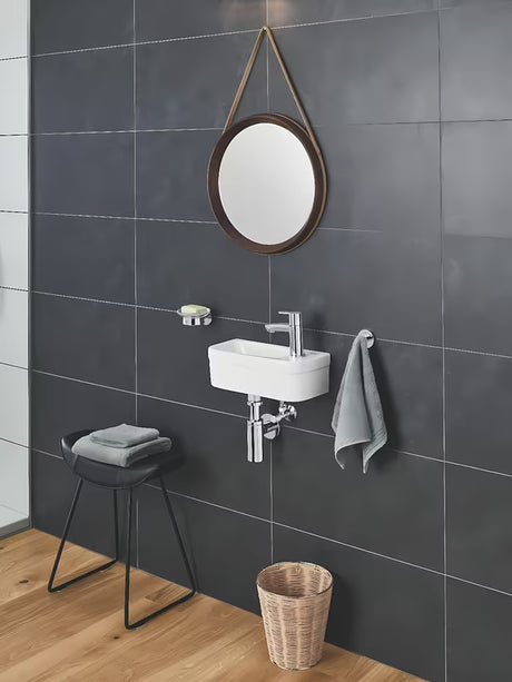 Chromuotas praustuvo maišytuvas Grohe Eurostyle Cosmopolitan XS su trumpu snapeliu pro šalto vandens įvadui