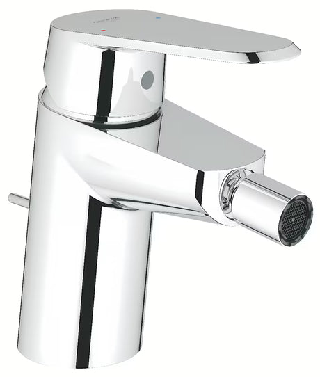Chromo spalvos bidė maišytuvas Grohe Eurodisc Cosmopolitan su praustuvo dugno vožtuvas su šarnyriniu aeratoriumi