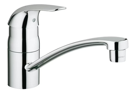 Chromuotas svirtinis virtuvinis maišytuvas Grohe Euroeco su pasukamu snapu, lenkto dizaino