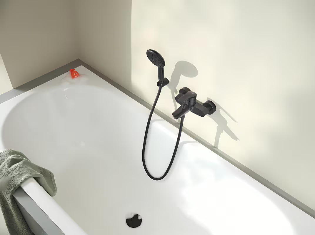 Grohe Eurosmart svirtinis sieninė vonios maišytuvas matinės juodos spalvos su perjungėju voniai / dušui