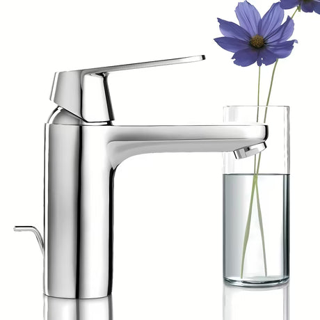 Chrominis praustuvo maišytuvas Grohe Eurosmart Cosmopolitan su svirtiniu valdymu ir dugno vožtuvu