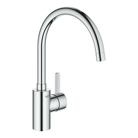 Chromo spalvos virtuvinis maišytuvas Grohe Eurosmart Cosmopolitan su aukštu pasukamu snapu