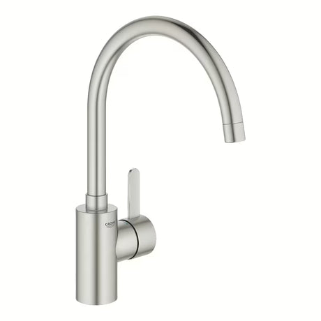 Virtuvės svirtinis maišytuvas Grohe Eurosmart Cosmopolitan su aukštu pasukamu snapu, supersteel apdailos.