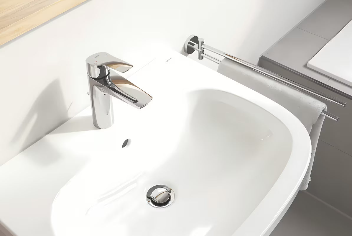 Chromo spalvos svirtinis stovintis praustuvo maišytuvas Grohe Eurosmart New su praustuvo dugno vožtuvas
