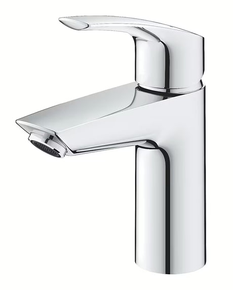 Chromo spalvos svirtinis stovintis praustuvo maišytuvas Grohe Eurosmart New su click-clack.