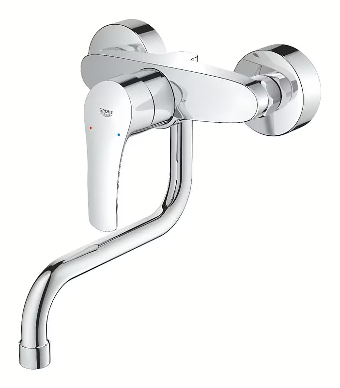 Grohe Eurosmart New svirtinis sieninė virtuvinis maišytuvas chromo spalvos su pasukamu snapu