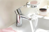 Chromuotas praustuvo maišytuvas Grohe Eurostyle Cosmopolitan su svirtiniu valdymu ir taupia EcoJoy technologija.