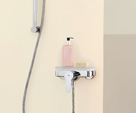Chromuotas sieninė svirtinis dušo maišytuvas Grohe Eurostyle Cosmopolitan su Grohe SilkMove technologija
