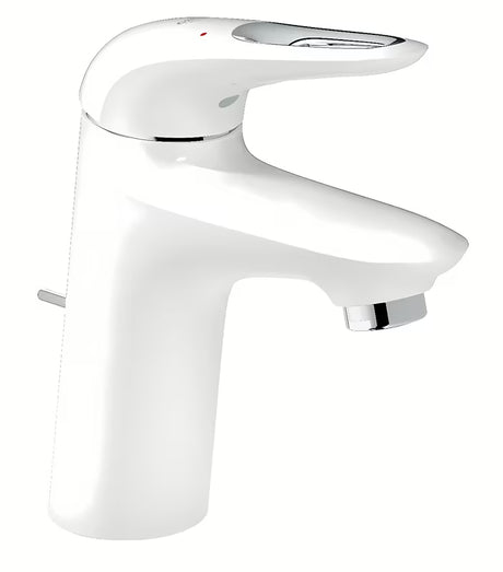 Praustuvo svirtinis maišytuvas Grohe Eurostyle New su praustuvo dugno vožtuvas, apdaila – moon white ir chromas