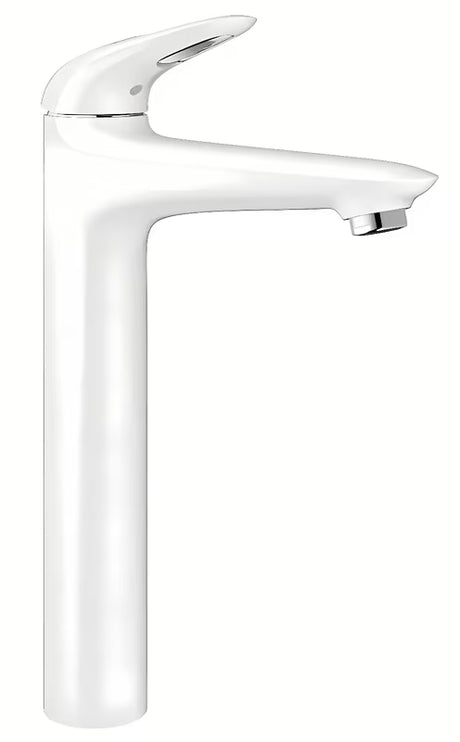 Aukšta svirtinis praustuvo maišytuvas Grohe Eurostyle New, apdaila Moon White pro laisvai pastatomi praustuvai.