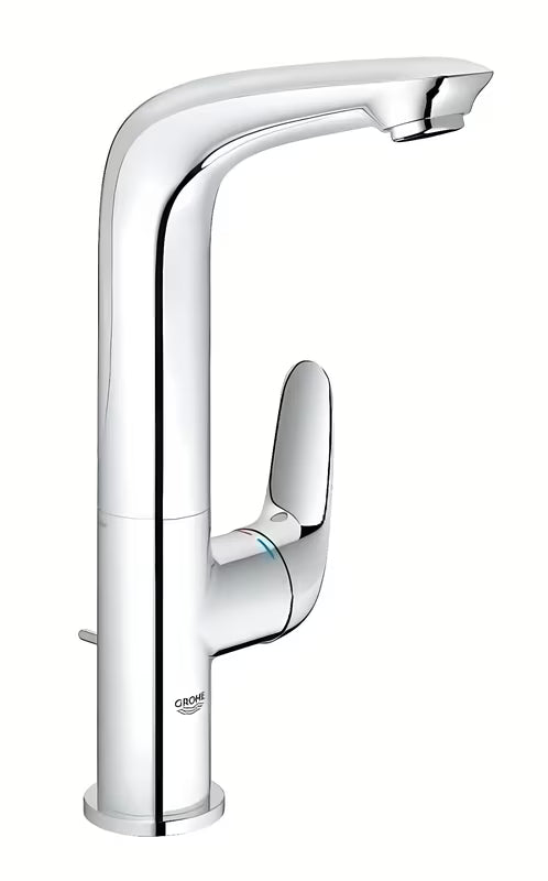 Aukšta svirtinis praustuvo maišytuvas Grohe Eurostyle New chromo spalvos, su pasukamu snapu ir nuotako komplektu.