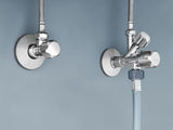 Kampinis ventilis Grohe pro montavimui ant sienos su atbuliniu vožtuvu ir metaline rozete.