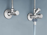 Kampinis ventilis Grohe chrome apdailos su metaline rozete ir ergonomiška metaline rankenėle.