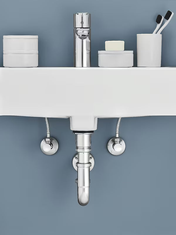 Kampinis ventilis Grohe chrome apdailos su metaline rozete ir ergonomiška metaline rankenėle.