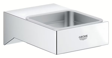Chromuotas sieninis muilinės laikiklis Grohe Selection Cube be stiklinės su paslėptu tvirtinimu.