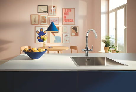 Chromuotas virtuvinis maišytuvas Grohe Blue Pure 2022 su atskira svirtele pro filtruotam vandeniui