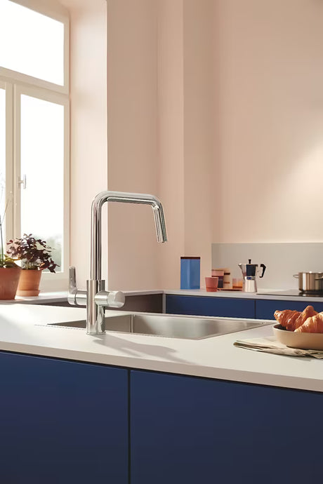 Chromuotas virtuvinis maišytuvas Grohe Blue Pure 2022 su atskira svirtele pro filtruotam vandeniui