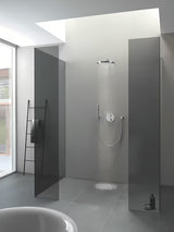 Potinkinė termostatinė dušo maišytuvas Grohe Grohtherm chromo spalvos pro viršutiniam ir rankiniam dušui.