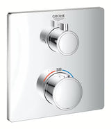Chromo spalvos potinkinė termostatinė dušo maišytuvas Grohe Grohtherm pro viršutinio ir rankinio dušai valdymui.