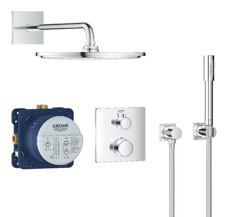 Potinkinis dušo komplektas Grohe Grohtherm Perfect chromo spalvos su 310 mm viršutiniu dušu ir rankiniu dušu Sena
