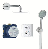 Potinkinis dušo komplektas Grohe Grohtherm Perfect, chromo spalvos, su 210 mm viršutiniu dušu ir rankiniu dušeliu