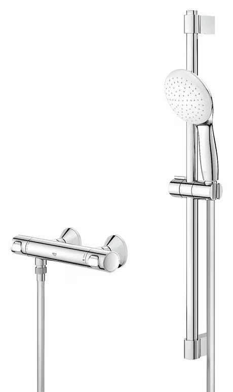 Grohe Grohtherm 500 termostatinė dušo maišytuvas chromo spalvos su dušo komplektu ir stovu