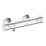 Chromuota termostatinė dušo maišytuvas Grohe Grohtherm 800 pro, montuojama ant sienos.