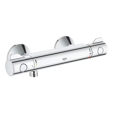 Chromuota termostatinė dušo maišytuvas Grohe Grohtherm 800 pro, montuojama ant sienos.