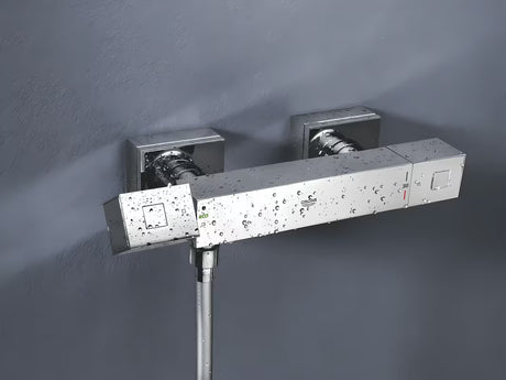 Termostatinė dušo maišytuvas Grohe Grohtherm Cube chromo spalvos, kvadratinio dizaino