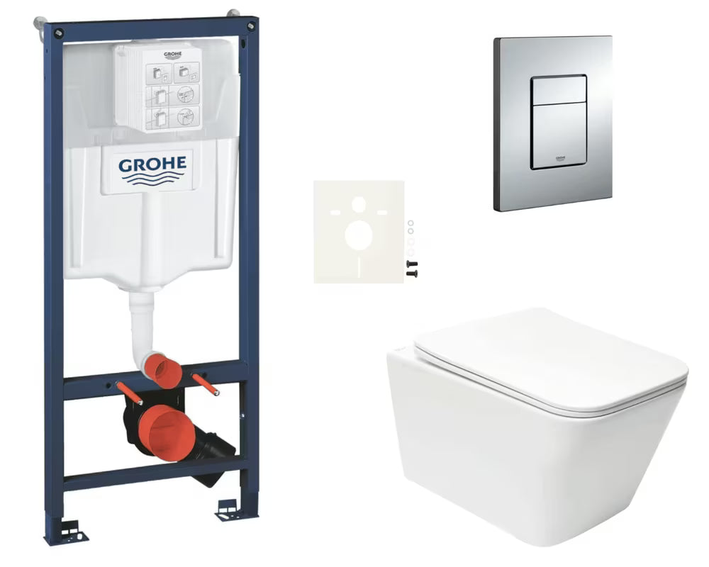 Pakabinami WC komplektas SAT Infinitio su montavimo moduliu Grohe Rapid SL ir nuleidimo mygtuku Even