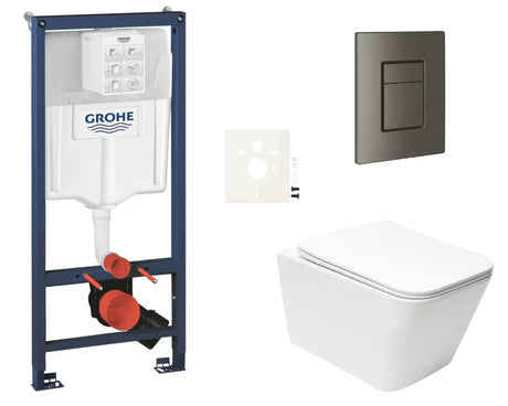 Pakabinami WC komplektas SAT Infinitio su montavimo sistema Grohe Rapid SL, bakeliu ir nuleidimo mygtuku