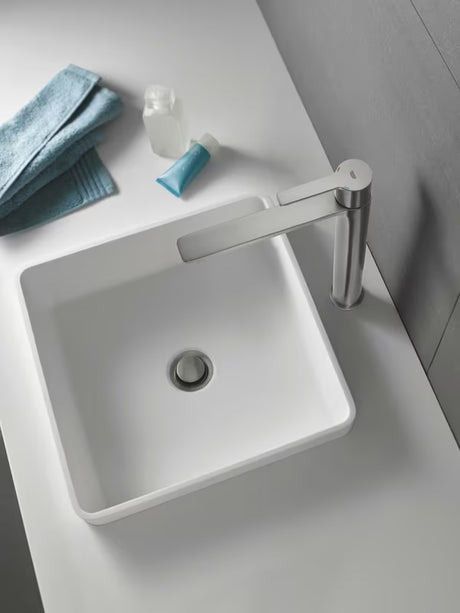 Aukšta svirtinis praustuvo maišytuvas Grohe Lineare, supersteel apdailos pro laisvai pastatomas praustuvas