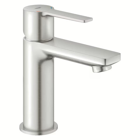 Praustuvo svirtinis maišytuvas Grohe Lineare, apdaila supersteel su click-clack, su trumpu snapu