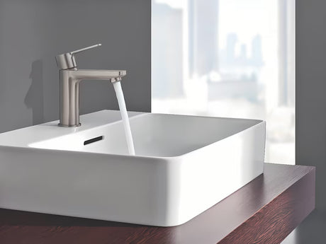 Praustuvo svirtinis maišytuvas Grohe Lineare, apdaila supersteel su click-clack, su trumpu snapu