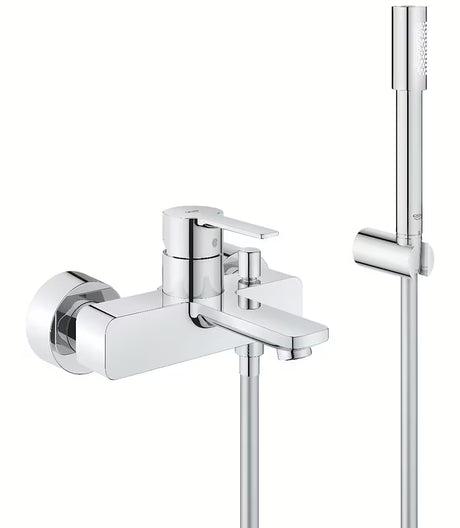 Sieninė vonios maišytuvas Grohe Lineare su dušo komplektu, chromo spalvos