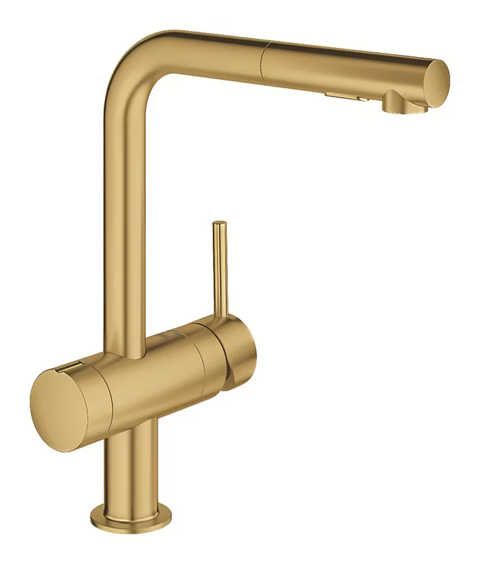 Grohe Minta svirtinis virtuvinis maišytuvas su ištraukiamu dvigubu purkštuvu, apdaila – cool sunrise brushed.
