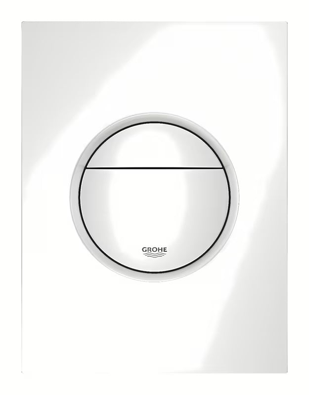 Baltas nuleidimo mygtukas Grohe Nova Cosmopolitan S Alpine White pro potinkiniai bakeliai su dvigubu nuleidimu.