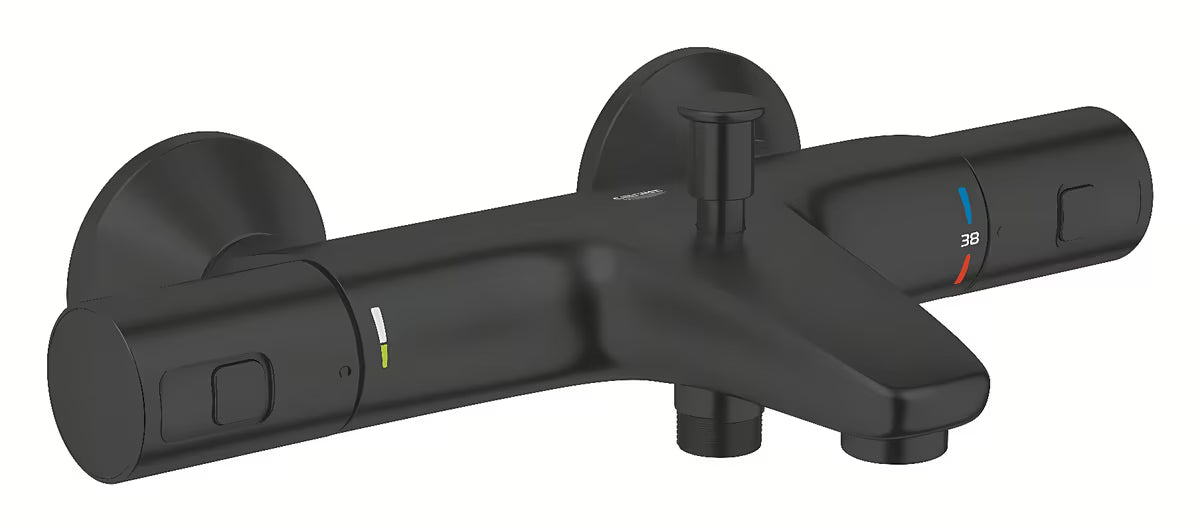 Termostatinė sieninė vonios maišytuvas Grohe Precision apdailos matte black su perjungėju, voniai ir dušui
