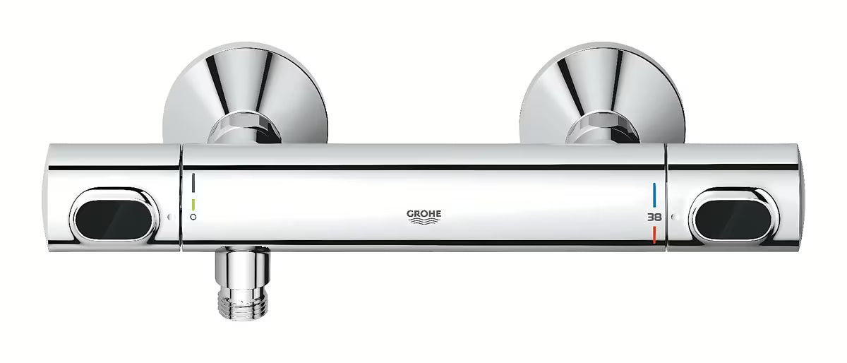Grohe Precision Flow termostatinė dušo maišytuvas chromo spalvos, su dušo komplektu ir stovu