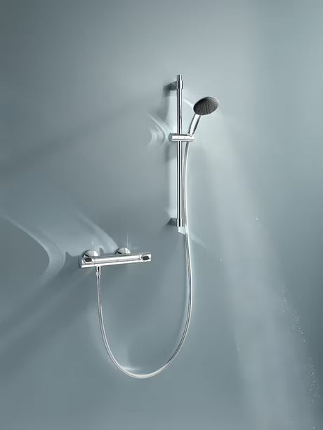 Grohe Precision Flow termostatinė dušo maišytuvas chromo spalvos, su dušo komplektu ir stovu