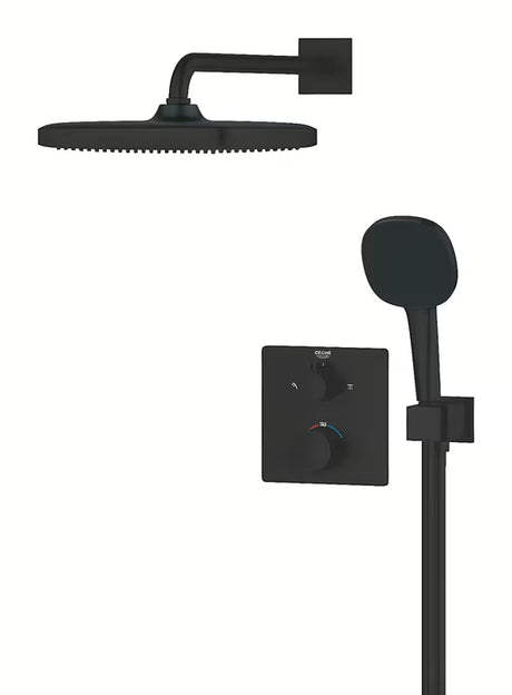 Potinkinis dušo sistema Grohe Precision Thermostat matinės juodos spalvos, su viršutiniu ir rankiniu dušu
