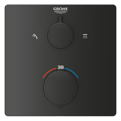 Potinkinis dušo sistema Grohe Precision Thermostat matinės juodos spalvos, su viršutiniu ir rankiniu dušu