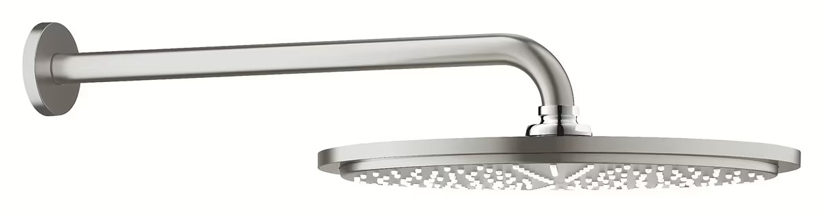 Viršutinis dušas Grohe Rainshower Cosmopolitan 310, metalinės konstrukcijos, su dušo laikikliu, supersteel apdailos.