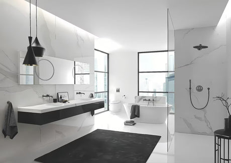 Išvadas potinkinis dušai Grohe Rainshower neutral su apvalia rozete, paviršius brushed hard graphite